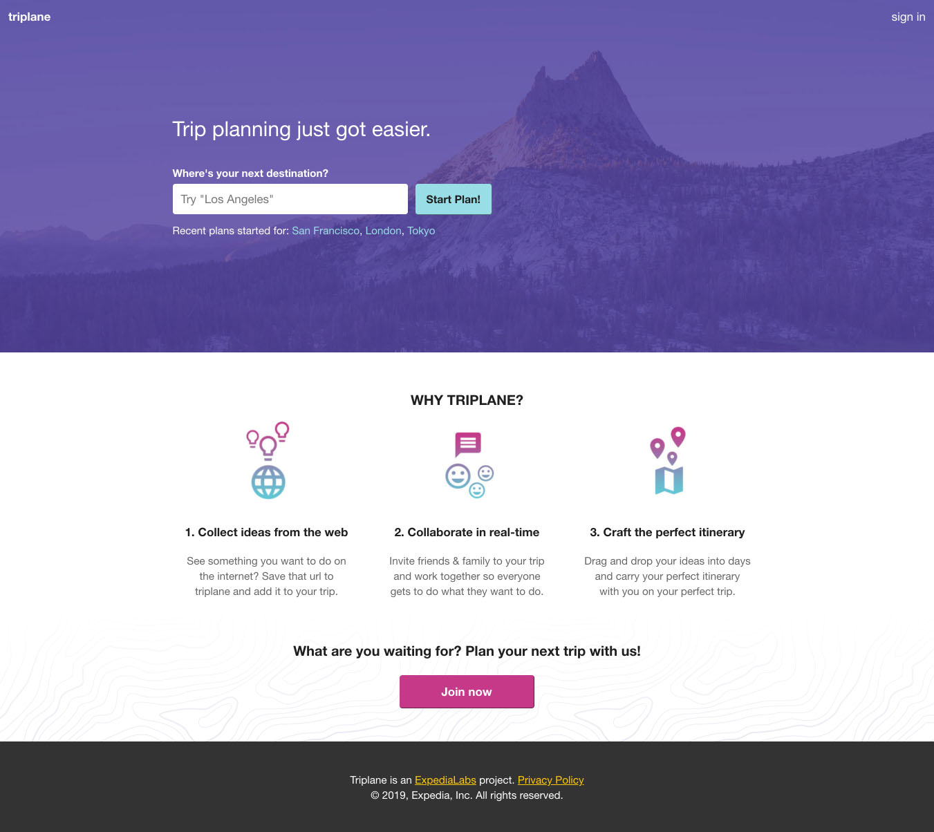 home page for unauthenticated users