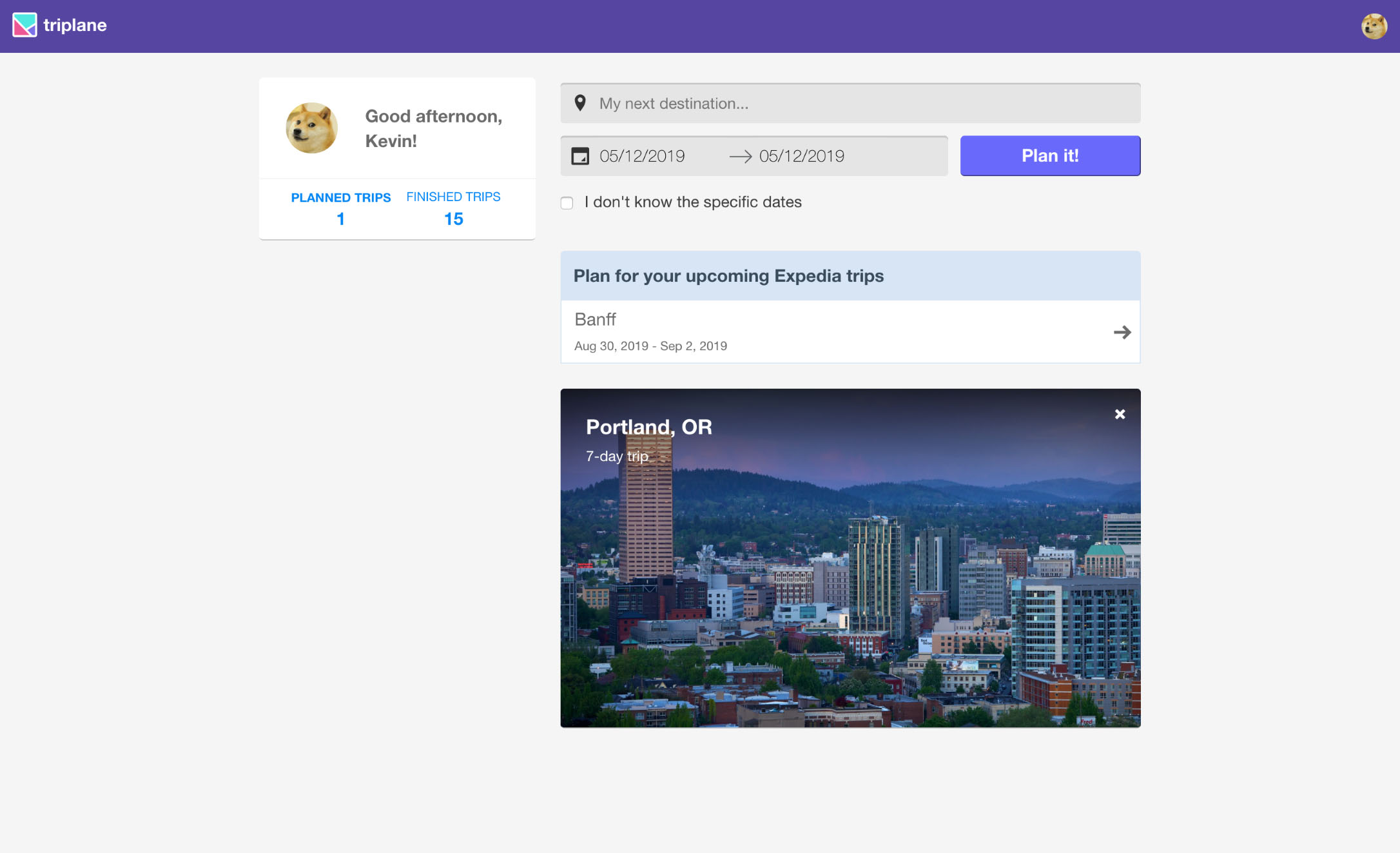 home page for authenticated users