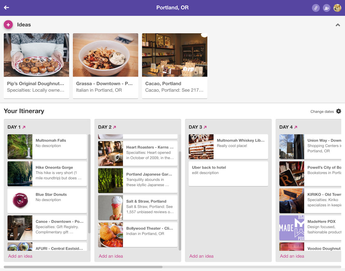 trip page for authenticated users